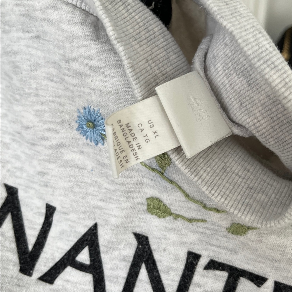 🍎H&M Gray Sweatshirt with Floral Accents - Picture 7 of 9